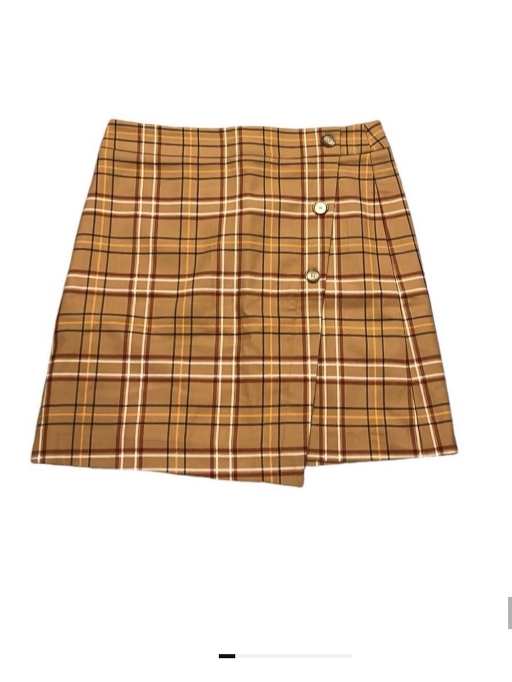 Loft outlet brown plaid side button mini skirt size 2P NWT